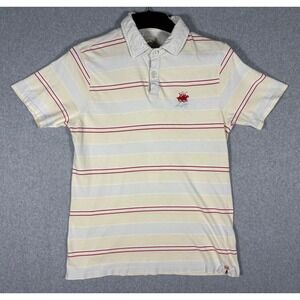 Beverly Hills Polo Club Mens Retro Classic Fit Striped Polo Shirt Cream Red M